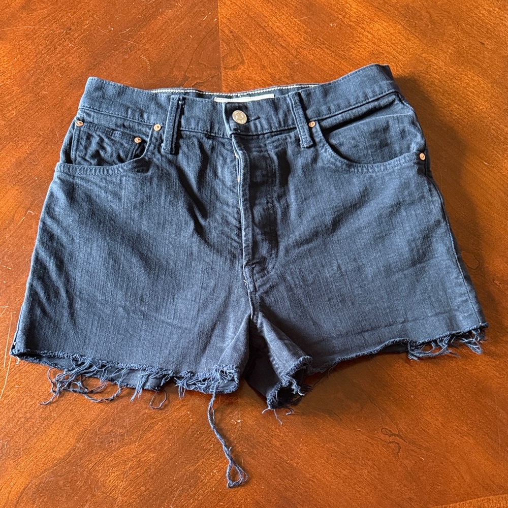 MOTHER Denim Superior High Waisted Spinner Skimp Shorts Sz 25 Blue Graphite